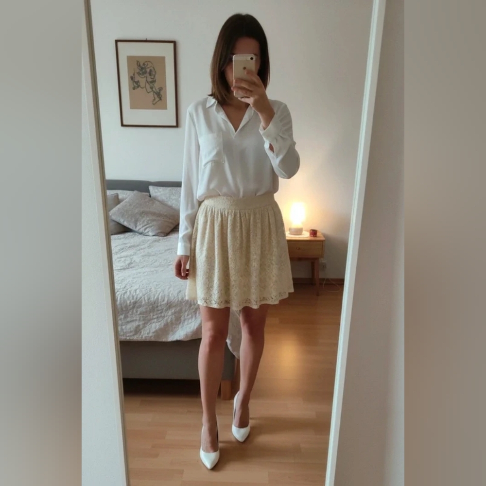 Elegant Cream Lace Skirt